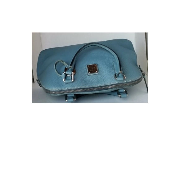 Dooney & Bourke Pebble Grain Leather Blue Zip Top Dome Satchel - Picture 3 of 12